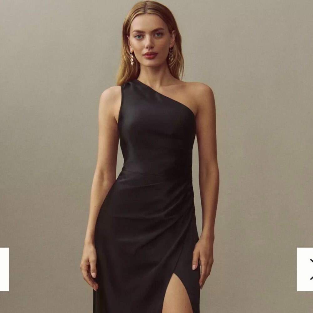 BHLDN Scottie One Shoulder Maxi Dress Black